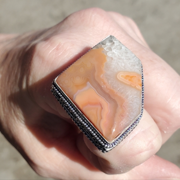 New Botswana Agate 925 Silver Statement Ring. - Picture 5 of 9